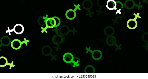 Light Green, Yellow vector background with woman symbols. Illustration with signs of women's strength and power. Best design to show the power of women.