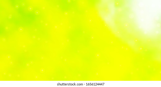Hellgrüner, gelber Vektorillustration-Hintergrund mit bunten Sternen. Farbige Illustration mit abstrakten Farbverlauf-Sternen. Das beste Design für Ihre Anzeige, Ihr Poster, Ihr Banner.