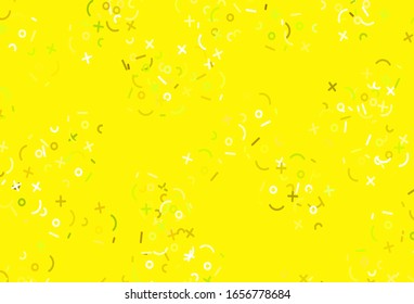 Light Green, Yellow vector background with arithmetic signs. Blurred design in simple style with collection of numerals. Template for landing page of typography.