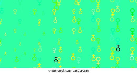 Light Green, Yellow vector background with woman symbols. Abstract illustration with a depiction of women's power. Elegant design for wallpapers.