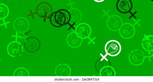 Light Green, Yellow vector background with woman symbols. Simple design in abstract style with women’s rights activism. Background for International Women’s Day.