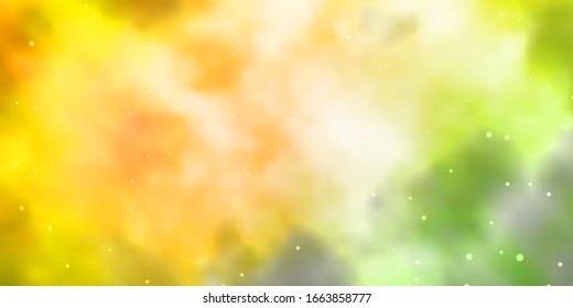 Light Green, Yellow vector background with small and big stars. Decorative illustration with stars on abstract template. Best design for your ad, poster, banner.