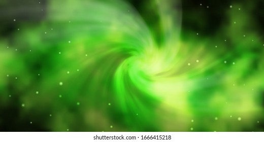 Light Green, Yellow vector background with small and big stars. Decorative illustration with stars on abstract template. Pattern for new year ad, booklets.