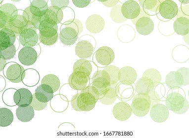 Color verde claro, fondo vectorial amarillo con puntos. Ilustración abstracta con burbujas de colores al estilo natural. Patrón para texturas de papel pintado.
