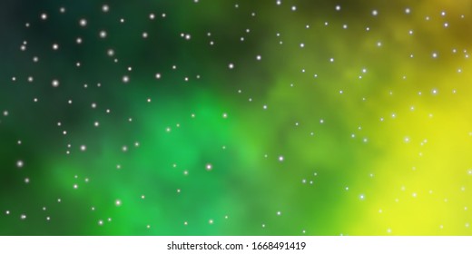 Light Green, Yellow vector background with small and big stars. Decorative illustration with stars on abstract template. Design for your business promotion.