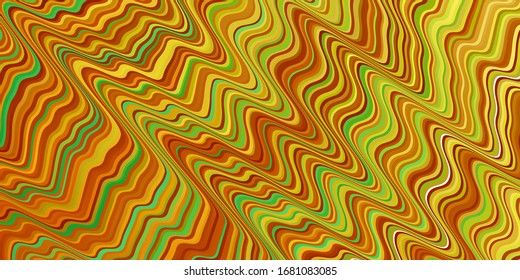 Light Green, Yellow vector background with lines. Illustration in abstract style with gradient curved.  Best design for your ad, poster, banner.