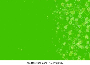 Verde claro, fondo vectorial amarillo con triángulos, círculos, cubos. Ilustración con círculos coloridos, triángulos, rectángulos. Patrón para sitios web.