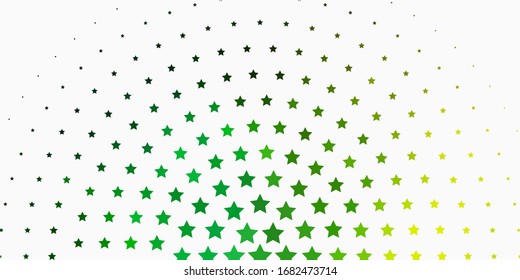 Color verde claro, fondo vectorial amarillo con estrellas coloridas. Ilustración decorativa con estrellas en plantilla abstracta. Diseño para su promoción empresarial.