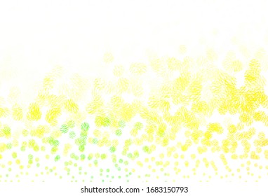 Light Green, Yellow vector background with spots, lines. Modern abstract illustration with colorful dots, lines. Pattern for textures of wallpapers.