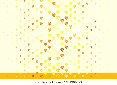 Light Green, Yellow vector background with Shining hearts. Beautiful celebration style hearts on abstract illustration. Pattern for carnival, festival romantic leaflets.