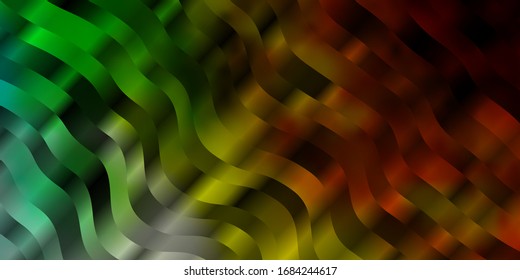 Color verde claro, fondo vectorial amarillo con líneas curvas. Ilustración colorida en estilo abstracto con líneas dobladas. Patrón de anuncios, comerciales.