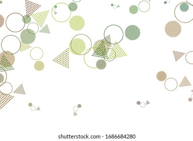 Light Green, Yellow vector background with triangles, circles. Illustration with set of colorful circles, triangles. Pattern for booklets, leaflets
