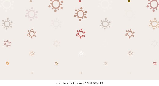 Light Green, Yellow vector background with covid-19 symbols. Colorful abstract illustration with gradient medical shapes. Best design for quarantine events.