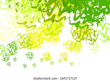 Light Green, Yellow vector background with curved lines. Colorful illustration in simple style with gradient. A new texture for your  ad, booklets, leaflets.