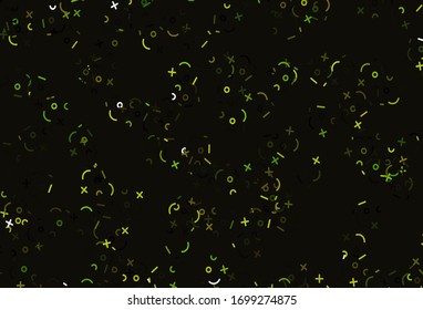 Light Green, Yellow vector background with arithmetic signs. Colored mathematic signs with gradient on white background. Best design a poster, banner of a math college.