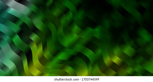 Light Green, Yellow vector background with bent lines. Colorful illustration with curved lines. Template for your UI design.