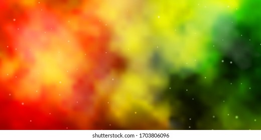 Light Green, Yellow vector background with colorful stars. Colorful illustration in abstract style with gradient stars. Theme for cell phones.