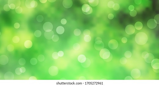 Light Green, Yellow vector background with bubbles. Glitter abstract illustration with colorful drops. Pattern for websites.