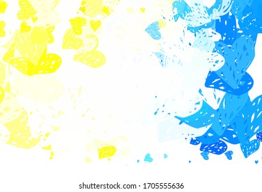 Hellgrüner, gelber Vektorillustration-Hintergrund mit leuchtenden Herzen. Intelligente Illustration mit Farbverlauf-Herzen im valentinischen Stil. Muster für Ehegeschenke, Glückwünsche.