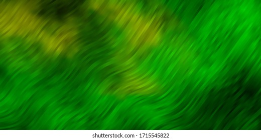 Light Green, Yellow vector background with wry lines. Bright illustration with gradient circular arcs. Smart design for your promotions.
