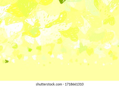 Light Green, Yellow vector background with Shining hearts. Smart illustration with gradient hearts in valentine style. Pattern for marriage gifts, congratulations.