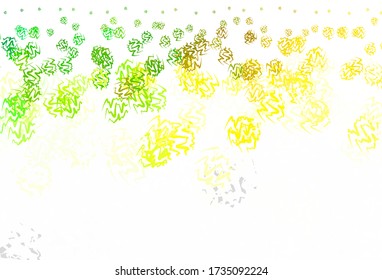 Verde claro, fondo vectorial amarillo con líneas curvas. Ilustración abstracta circunfleja con gradiente. Diseño abstracto para su sitio web.