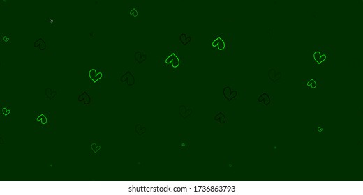 Light Green, Yellow vector background with hearts. Glitter abstract illustration with colorful hearts in romantic style. Design for your business advert of anniversary.