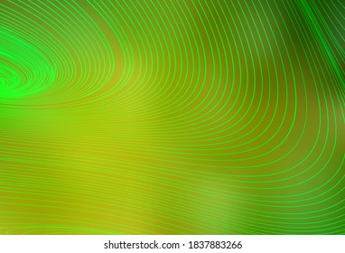 Light Green, Yellow vector background with curved lines. Shining colorful illustration in simple curve style. Pattern for your business design.