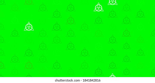 Light Green, Yellow vector background with occult symbols. Colorful vintage illustration with gradient alchemy shapes. Design for magic, spiritual events.