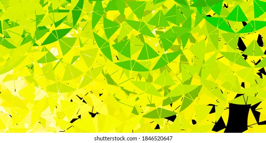 Verde claro, fondo vectorial amarillo con triángulos. Diseño sencillo de estilo abstracto con triángulos, líneas. Plantilla para comerciales.