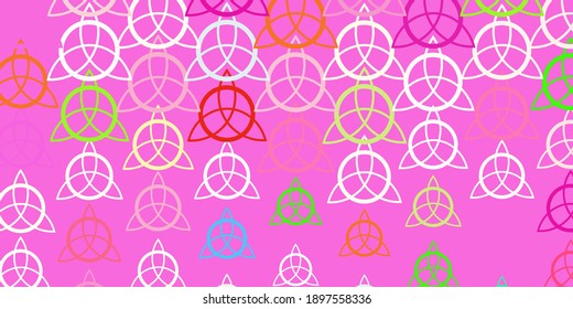 Light Green, Yellow vector background with occult symbols. Colorful vintage illustration with gradient alchemy shapes. Design for magic, spiritual events.