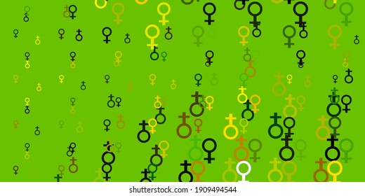 Light Green, Yellow vector background with woman symbols. Colorful illustration with gradient feminism shapes. Simple design for your web site.