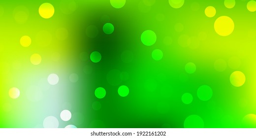 Light green, yellow vector background with spots. Modern abstract illustration with colorful circle shapes. Design for posters, banners.