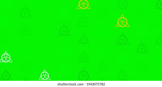 Light Green, Yellow vector background with occult symbols. Colorful mystic symbols with a gradient in ancient style. Best design halloween events.