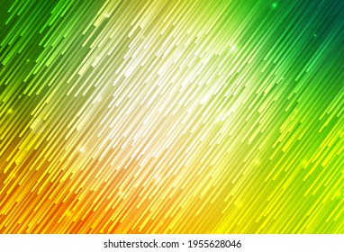 Light Green, Yellow vector background with straight lines. Colorful shining illustration with lines on abstract template. Pattern for ad, booklets, leaflets.