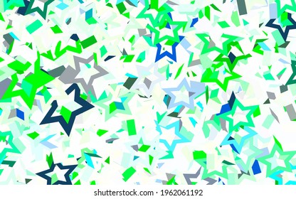 Light Green, Yellow vector background with colored stars. Modern geometrical abstract illustration with stars. Template for cosmic backgrounds.