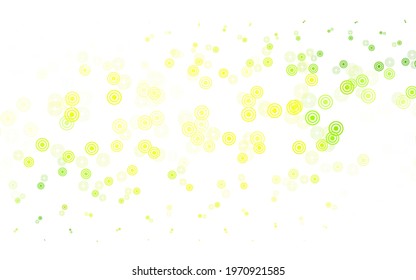 Light Green, Yellow vector background with bubbles. Glitter abstract illustration with blurred drops of rain. Pattern for textures of wallpapers.