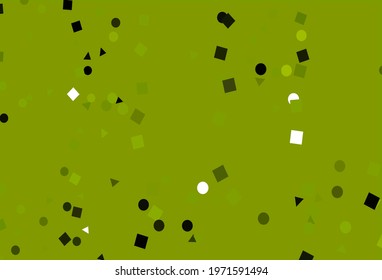 Light Green, Yellow vector background with triangles, circles, cubes. Abstract illustration with colorful dots, lines, cubes. Template for wallpapers.