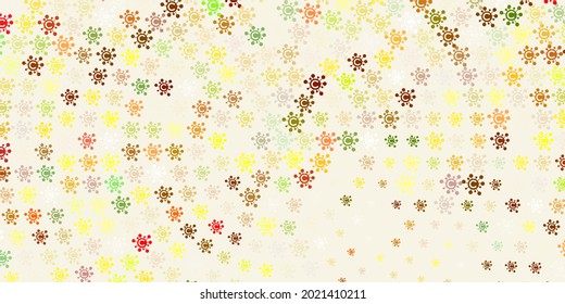Light Green, Yellow vector background with covid-19 symbols. Abstract illustration with biological gradient shapes. Simple design against epidemic information.