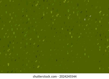 Light green, yellow vector background with gender symbols. Smart illustration in colorful gradient style with gender signs. Smart design for dating applications.