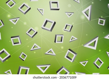 Verde claro, fondo vectorial amarillo en estilo poligonal. Hermosa ilustración con rectángulos y cuadrados. La plantilla se puede utilizar como fondo.
