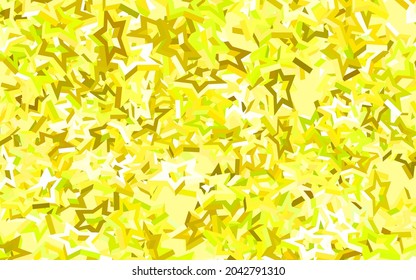 Verde claro, fondo vectorial amarillo con estrellas de colores. Ilustración abstracta brillante con estrellas de colores. Mejor diseño para tu anuncio, afiche, banner.