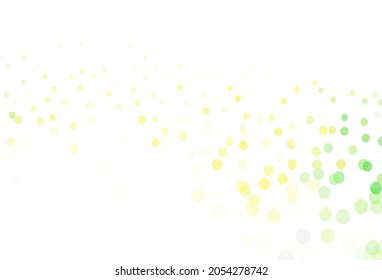 Light Green, Yellow vector background with bubbles. Glitter abstract illustration with blurred drops of rain. Design for poster, banner of websites.