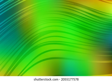 Light Green, Yellow vector background with wry lines. A shining illustration, which consists of curved lines. Simple template for your design.