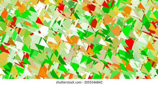 Verde claro, amarillo fondo vectorial con formas poligonales. Ilustración abstracta sobresaliente con una gama de triángulos coloridos. Una adición fácil a sus comerciales.