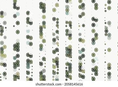 Light Green, Yellow vector background with xmas snowflakes. Blurred decorative design in xmas style with snow. The pattern can be used for year new  websites.