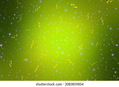 Light Green, Yellow vector background in Xmas style. Simple gradient illustration with Christmas attributes. Smart design for promotion of university.