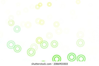 Light Green, Yellow vector background with bubbles. Blurred decorative design in abstract style with bubbles. Design for poster, banner of websites.