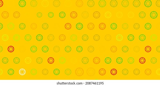 Light Green, Yellow vector background with occult symbols. Retro design in abstract style with witchcraft forms. Simple base for your occult design.