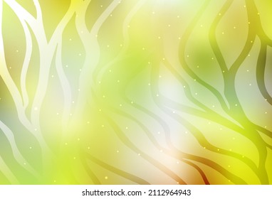 Verde claro, fondo vectorial amarillo con líneas curvas. Ilustración de gradiente colorido en un estilo sencillo con líneas. Diseño abstracto para su sitio web.